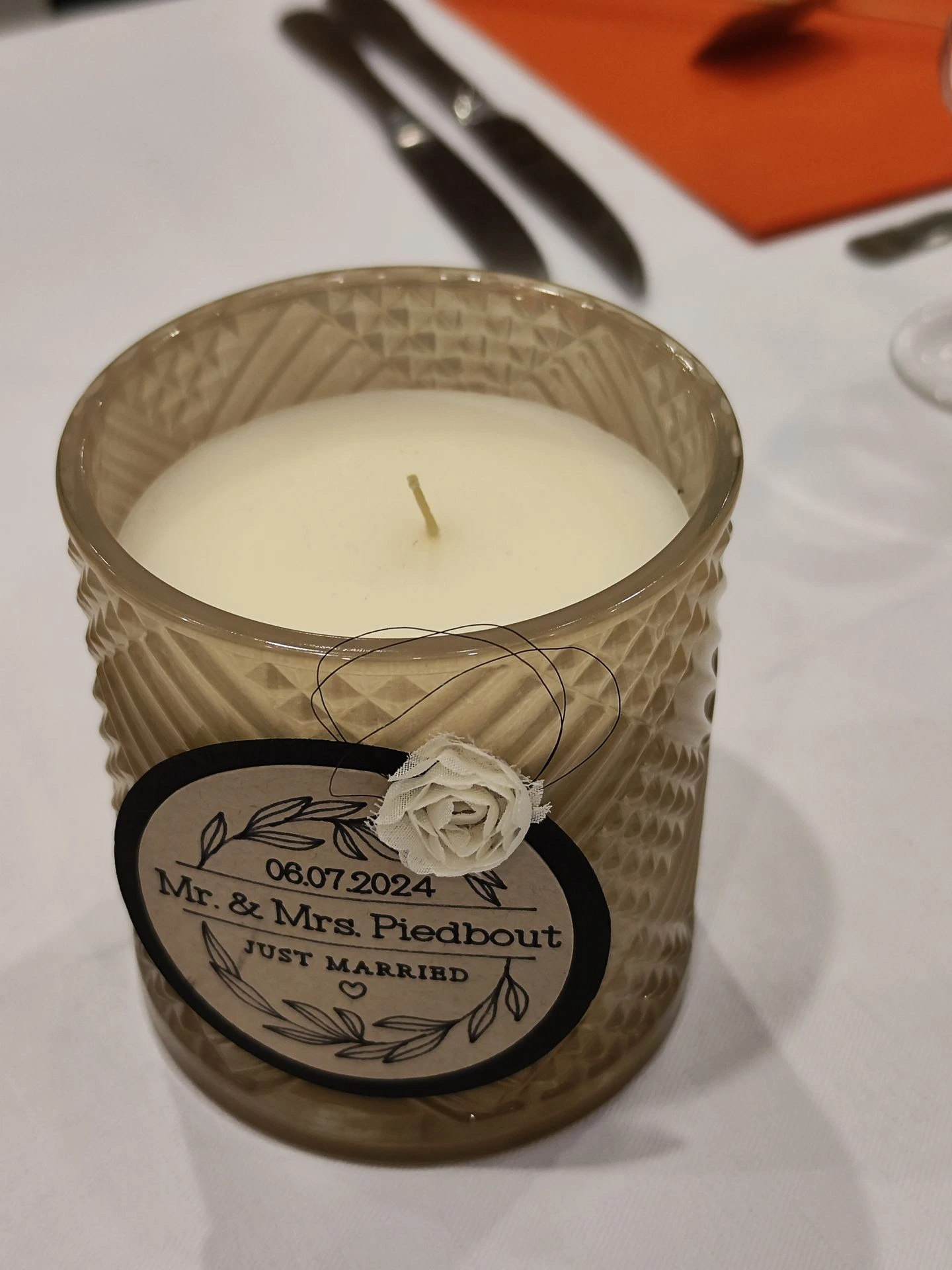 Mariage Espace Galerne cadeaux invités bougie personnalisé