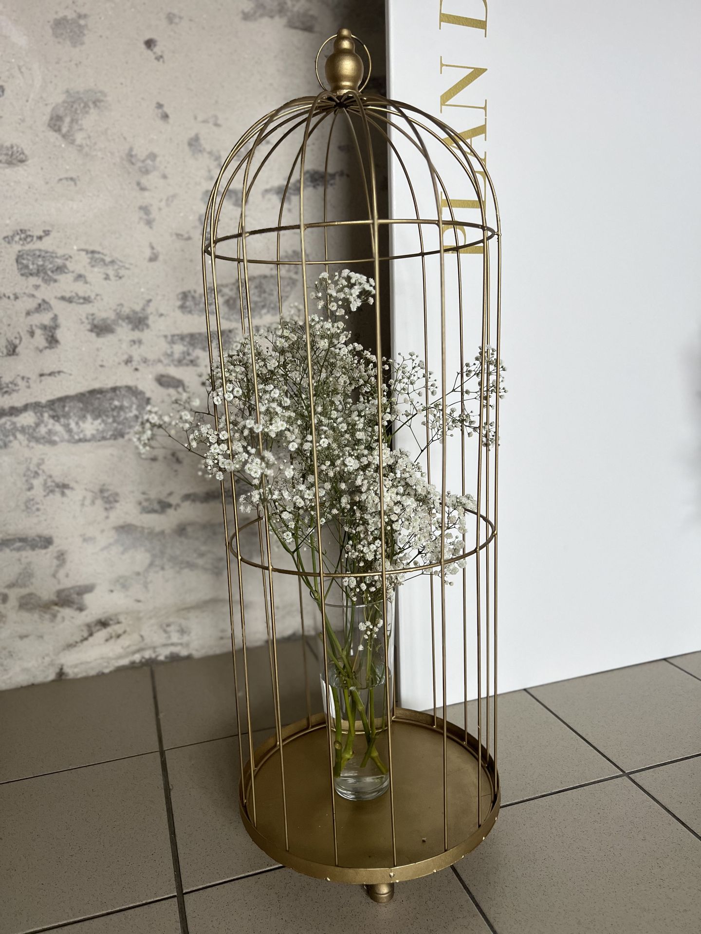 Mariage La Séguinière Salle Le Bois Joli doré et blanc élégant chic tenture led