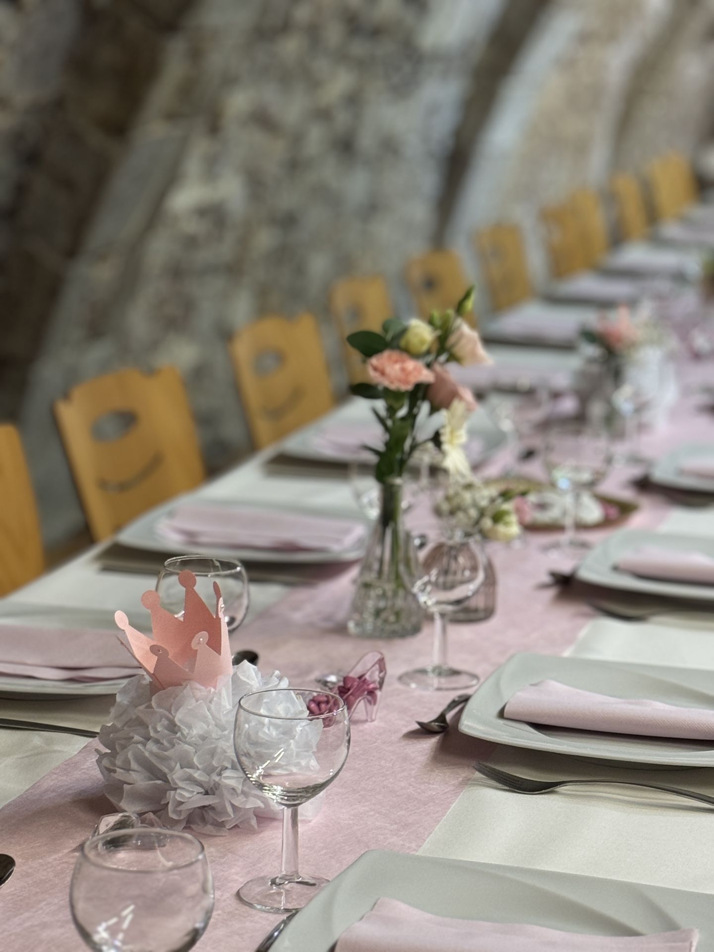 Mortagne sur Sèvre - Salle de la Cave ballon rose et blanc anniversaire baptême princesse