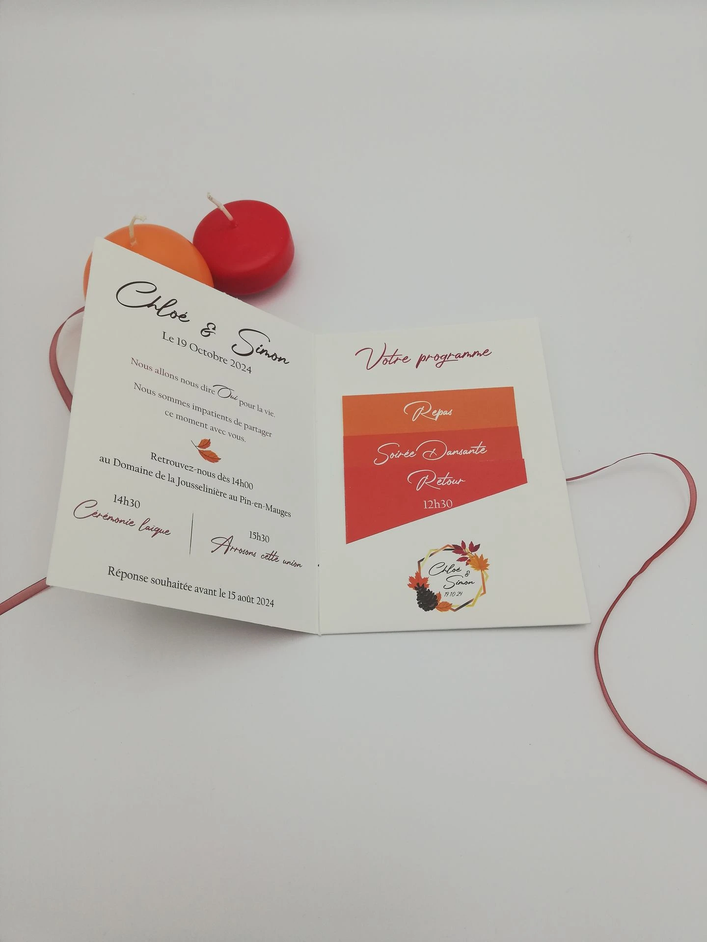 Faire part mariage automne