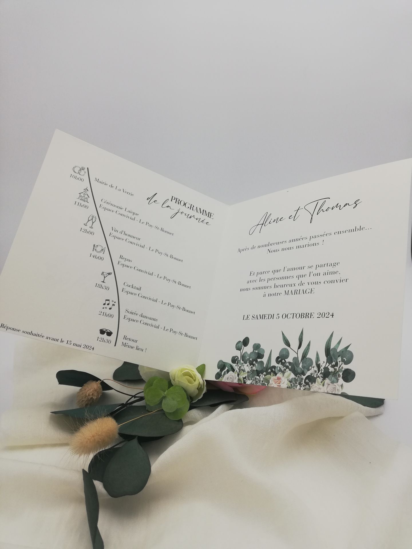 Faire part mariage fleurs