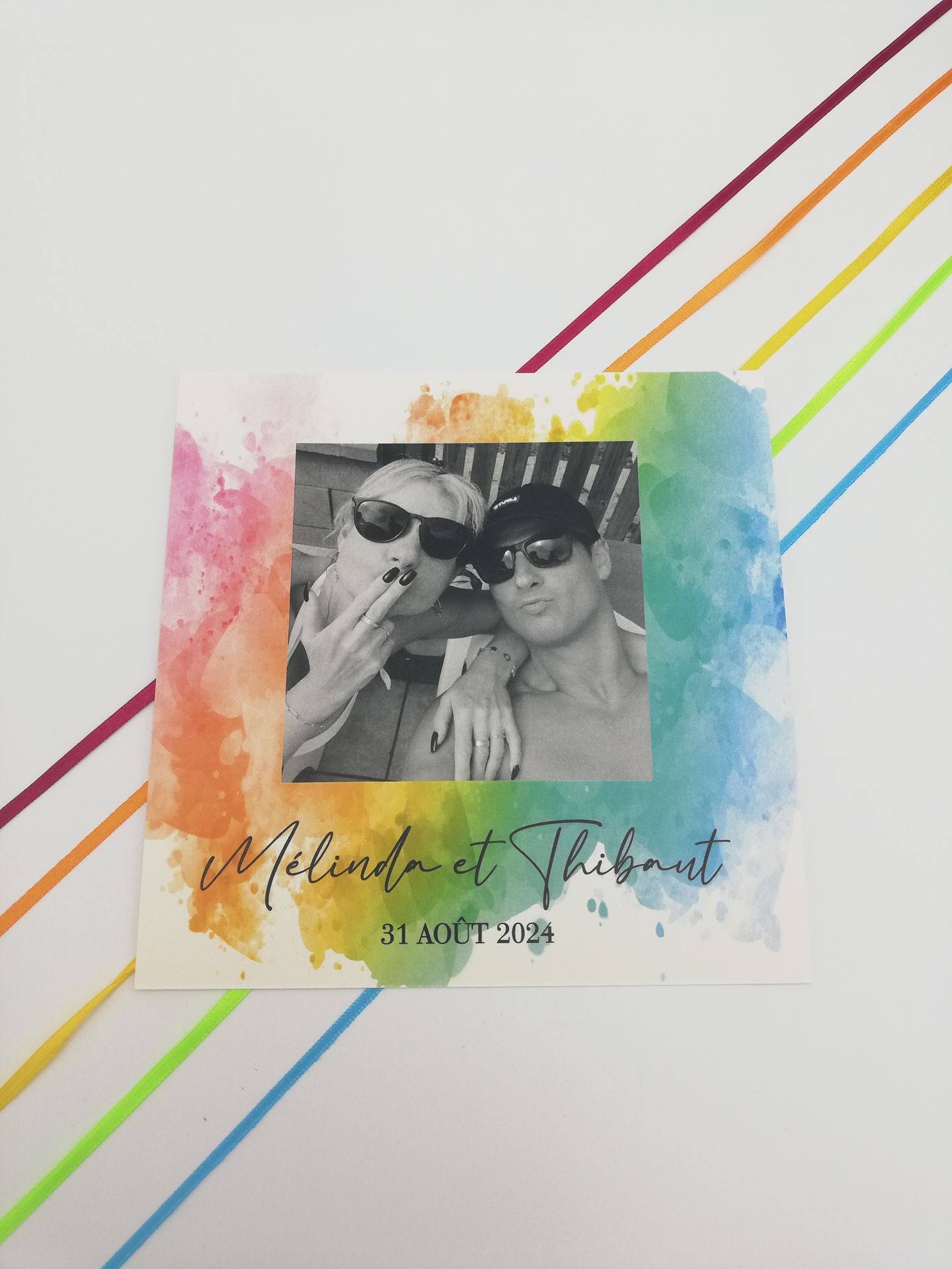 Faire part mariage colore