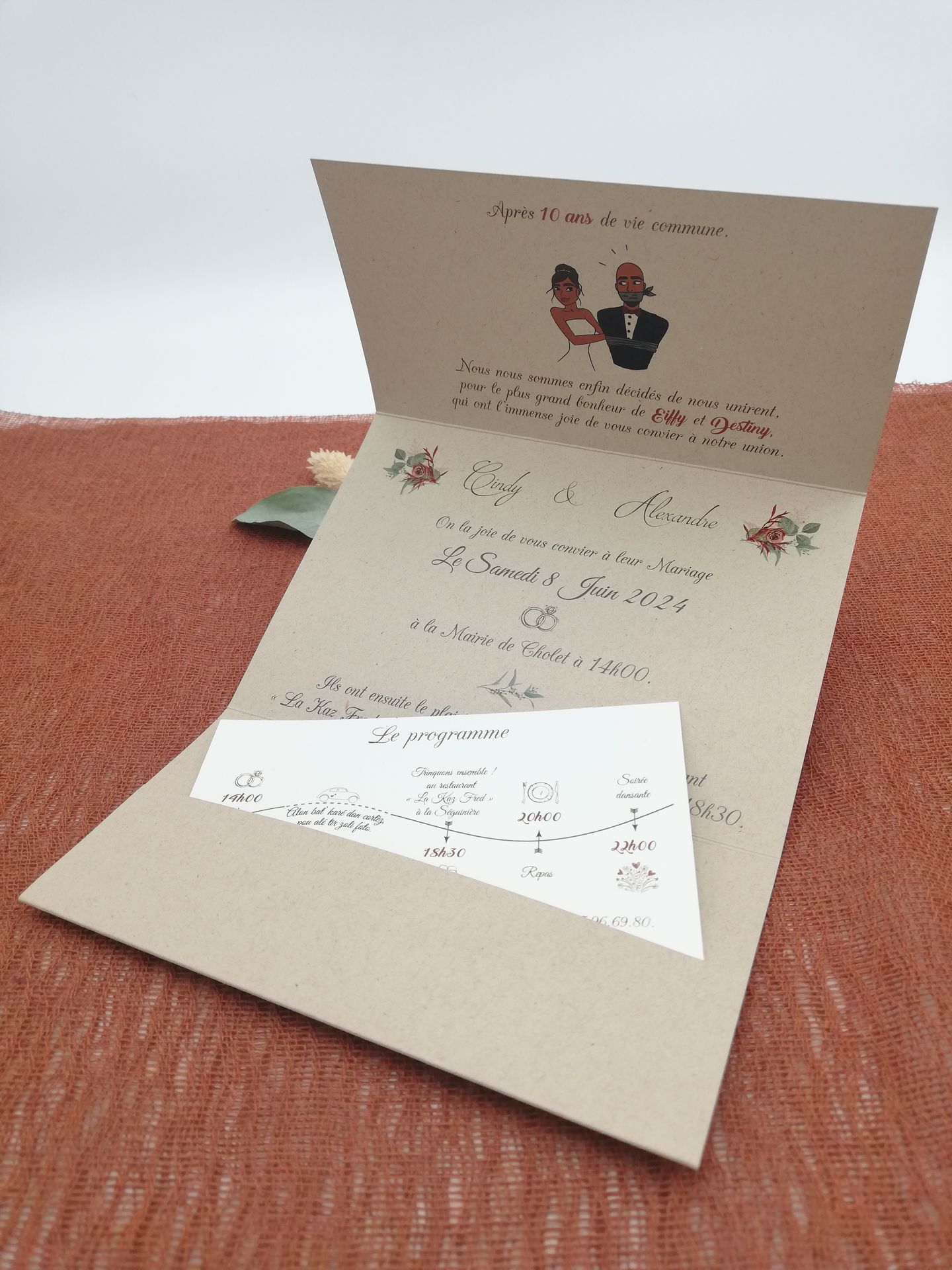 Faire part mariage terracotta caricature