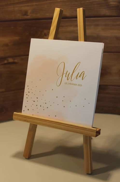 Faire part naissance rose paillette