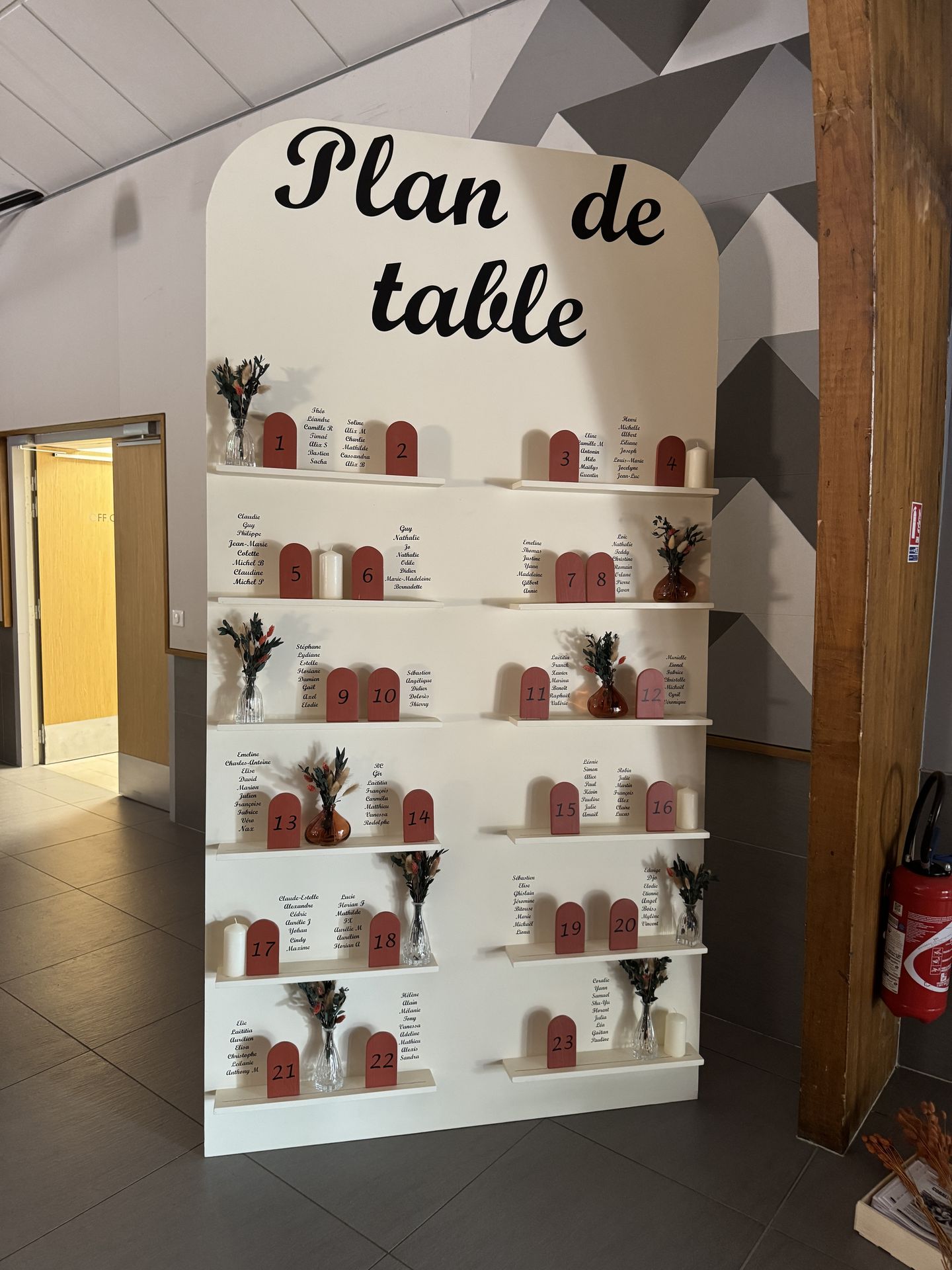 plan de table terracotta et blanc fleurs sèches