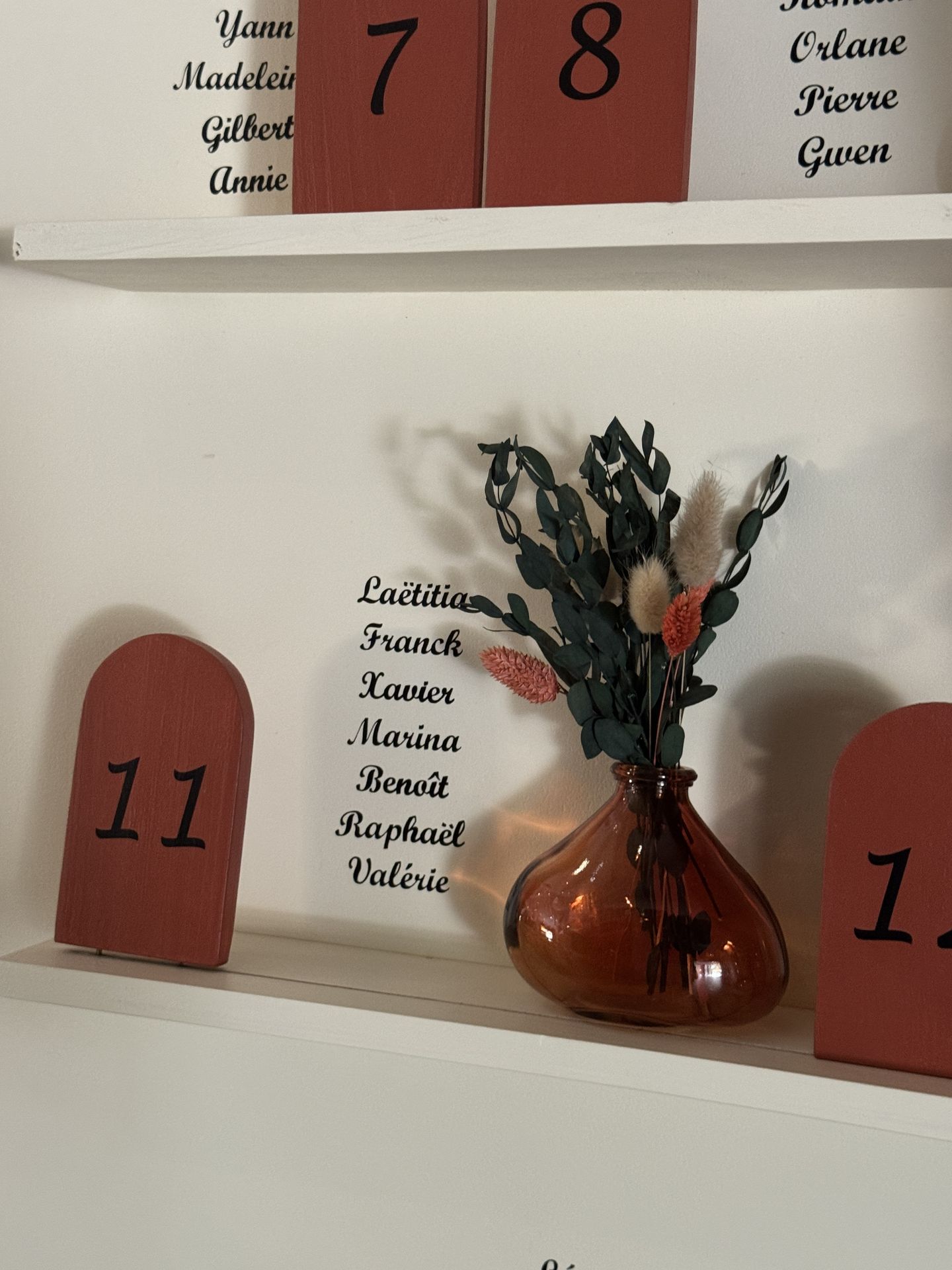 plan de table terracotta et blanc fleurs sèches