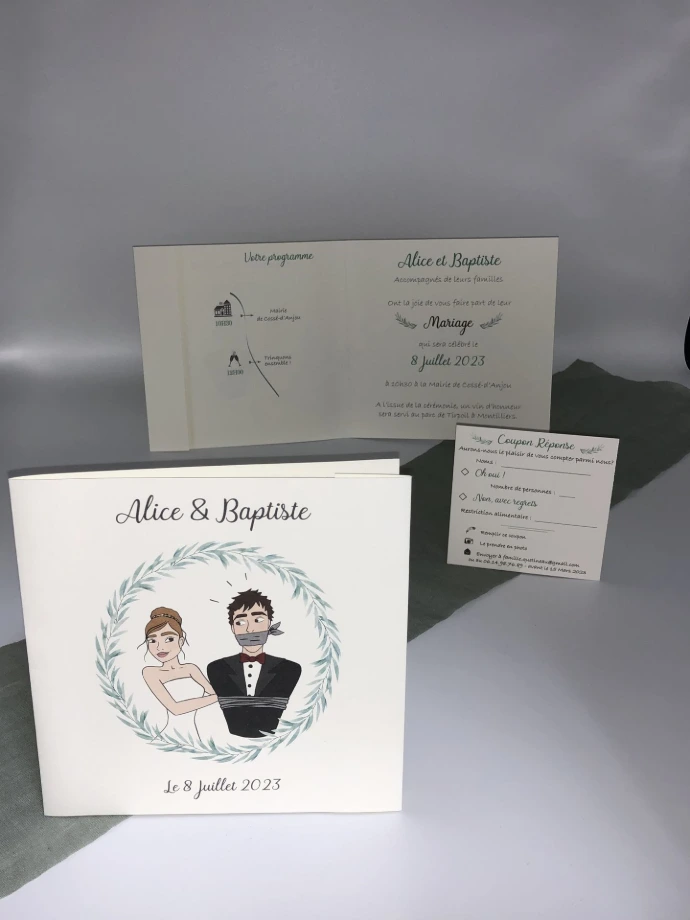 Faire part mariage caricature mariés