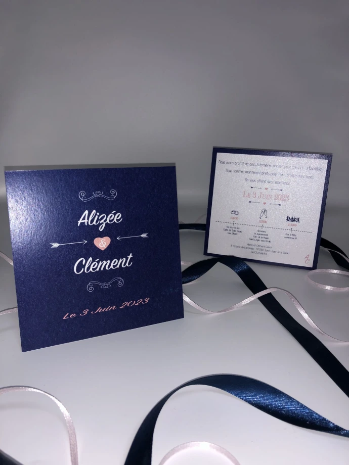 Faire part mariage bleu