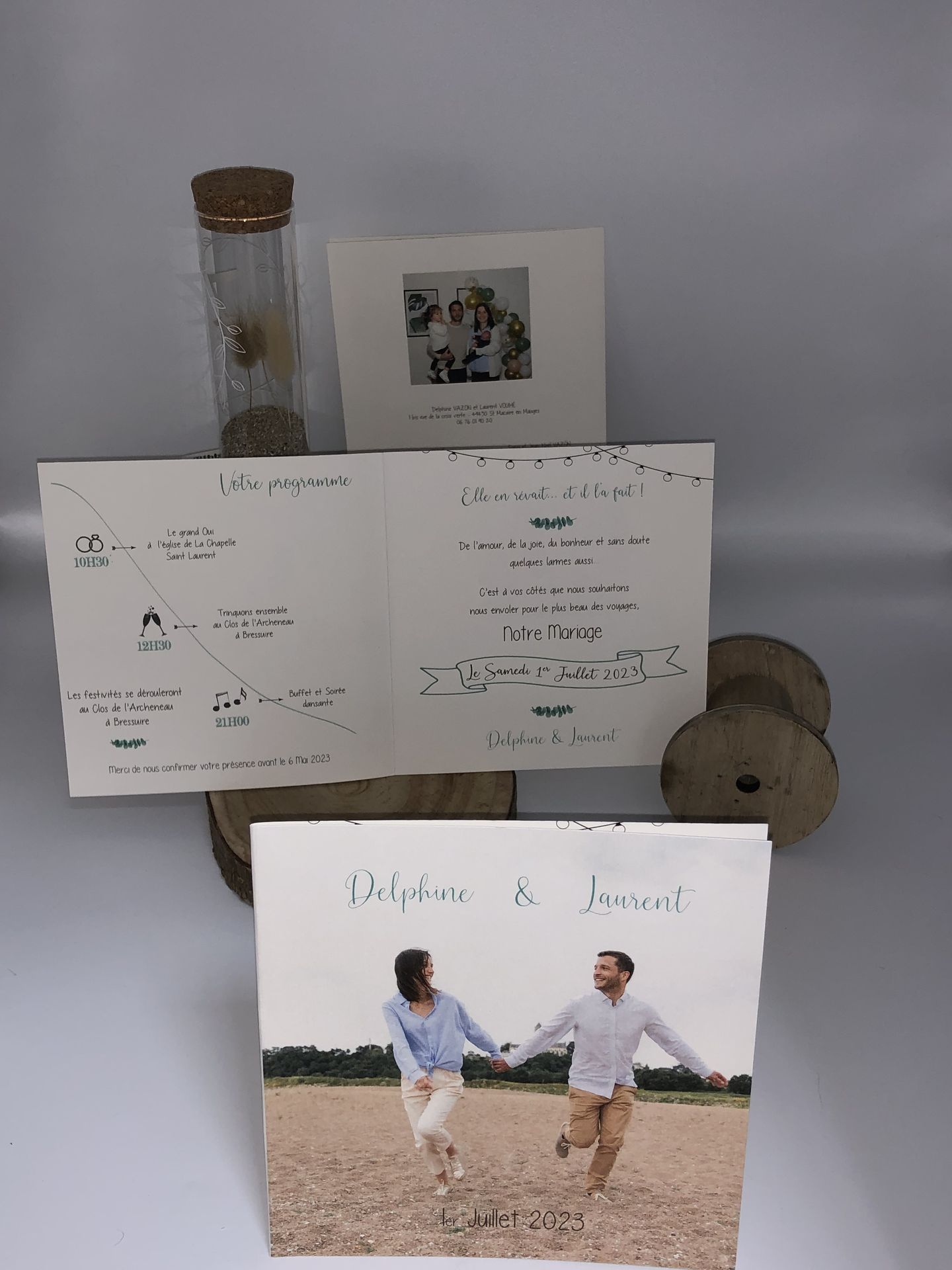 Faire part mariage champêtre photo marié