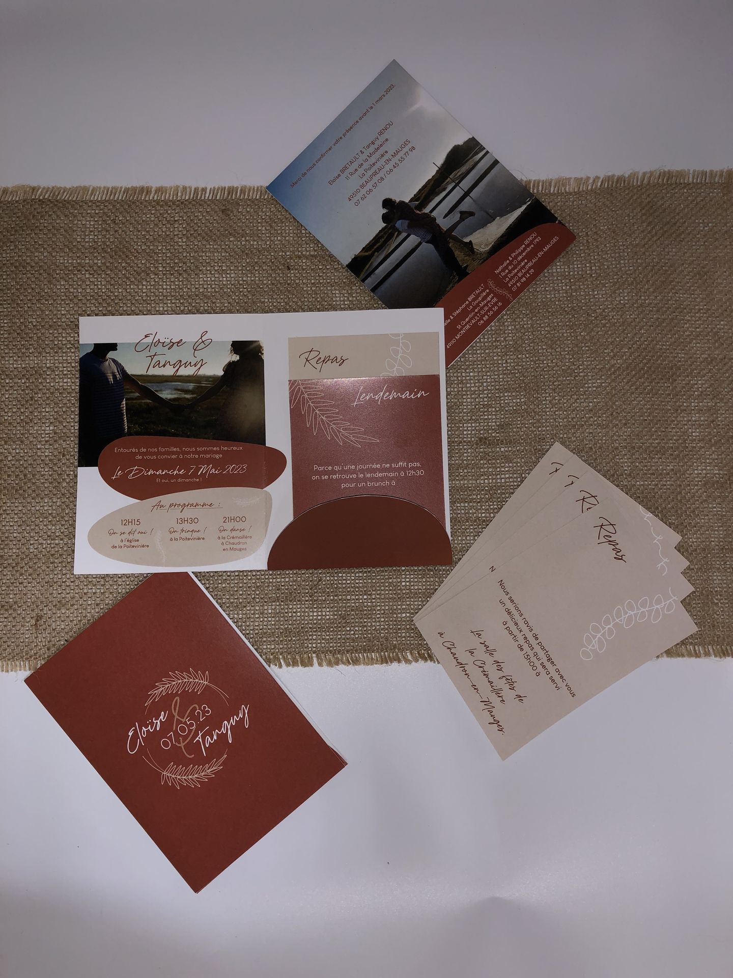 Faire part mariage photo terracotta