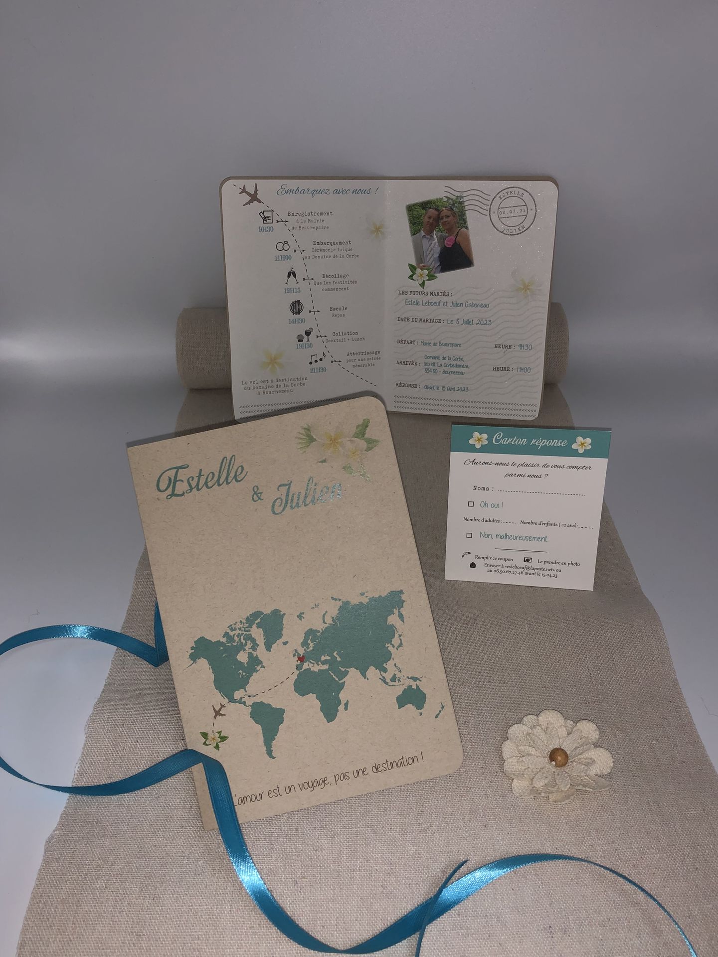 Faire part mariage passeport voyage