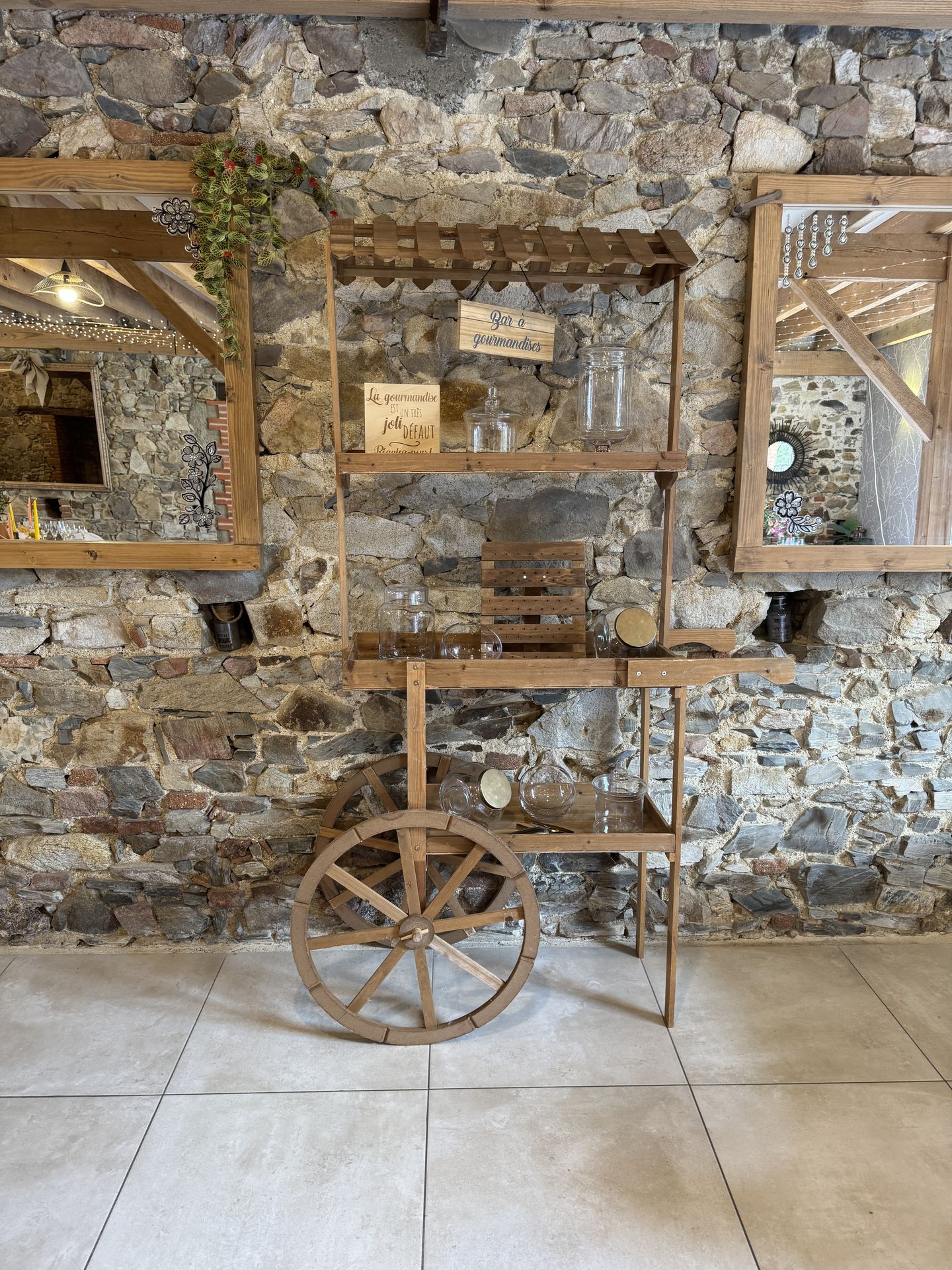 bar à bonbon chariot en bois