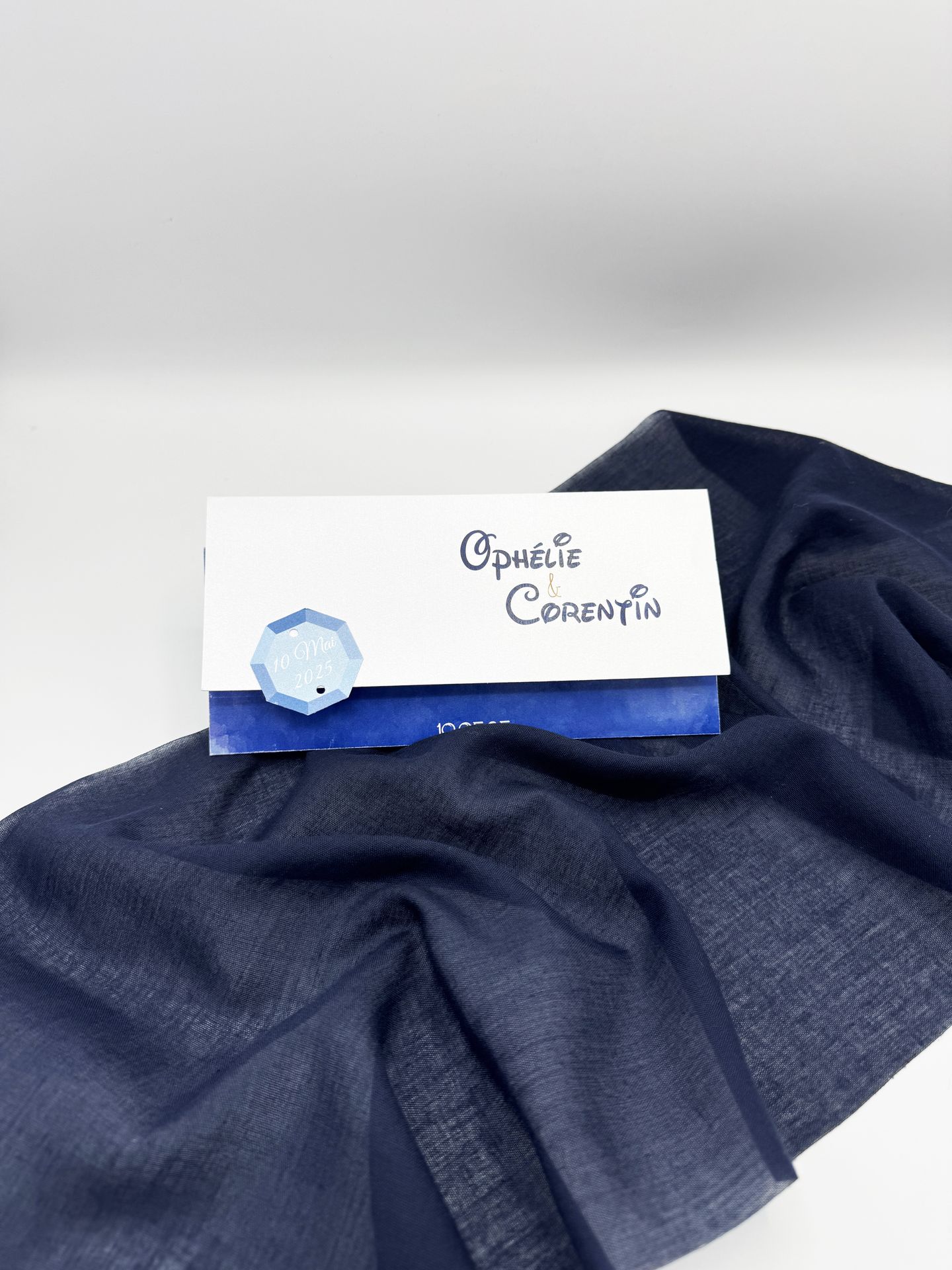 Faire part mariage disney bleu diamant blanc