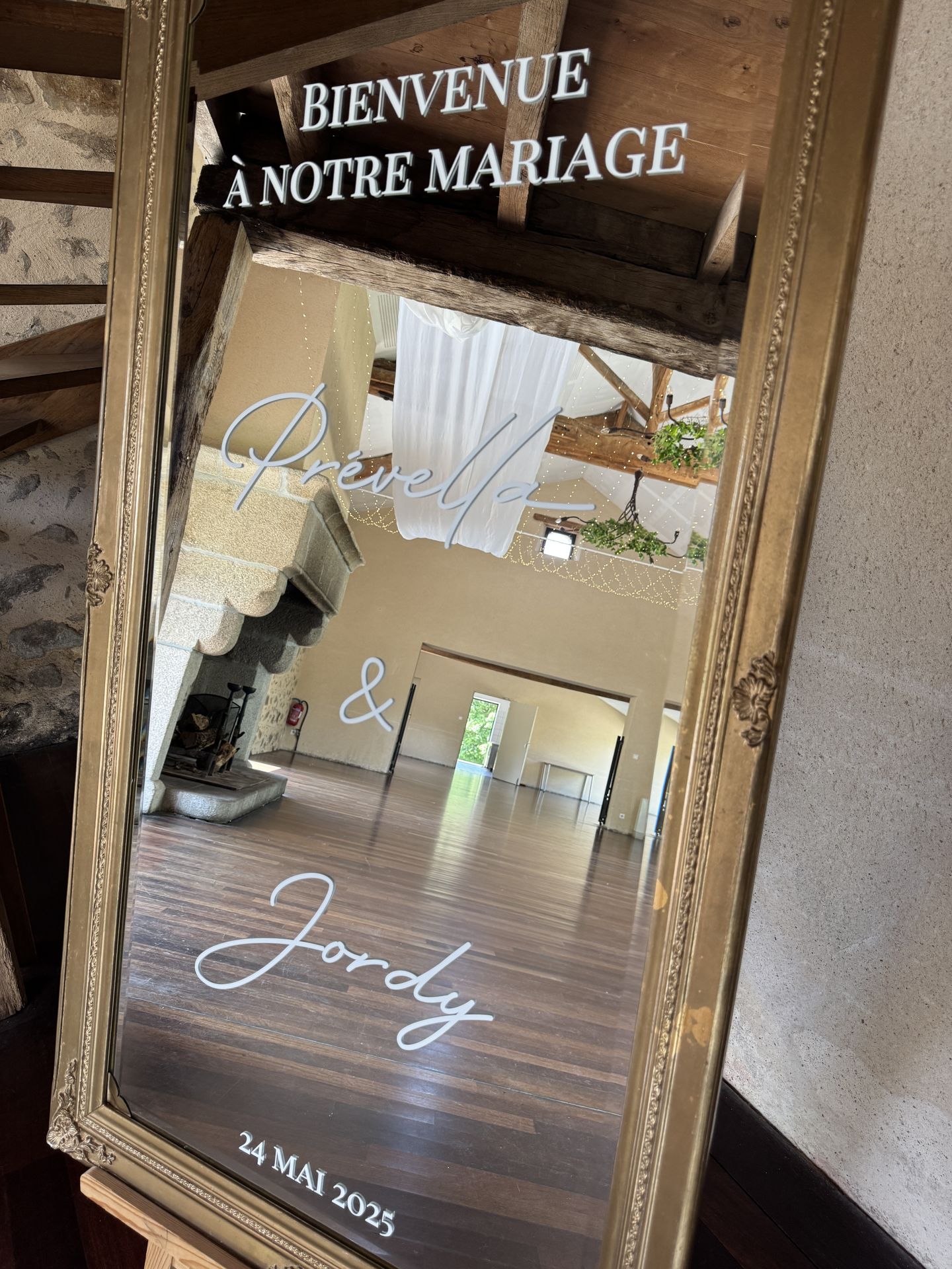 Mariage La belle étoile miroir doré personnalisé