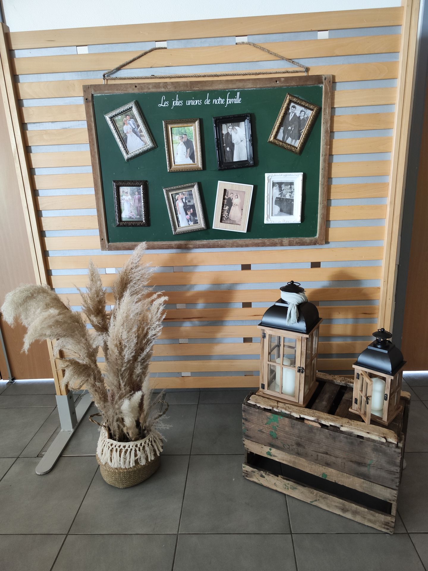 Mariage Espace Galerne panneau photo famille