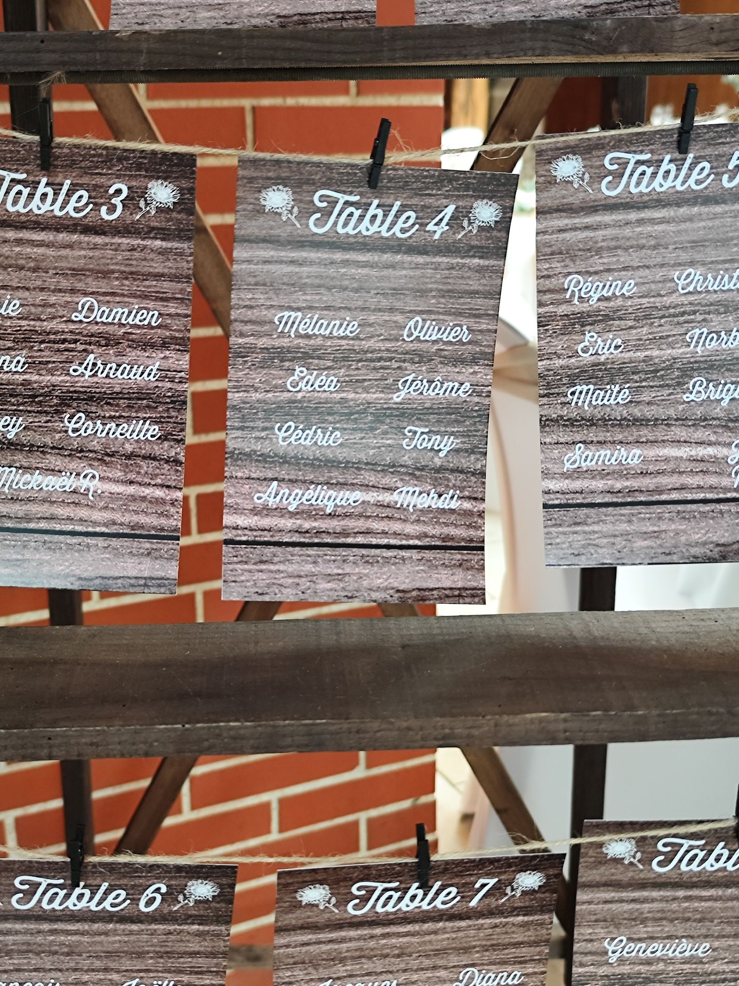 Mariage Domaine des dodais plan de table échelle bois pampas lanterne