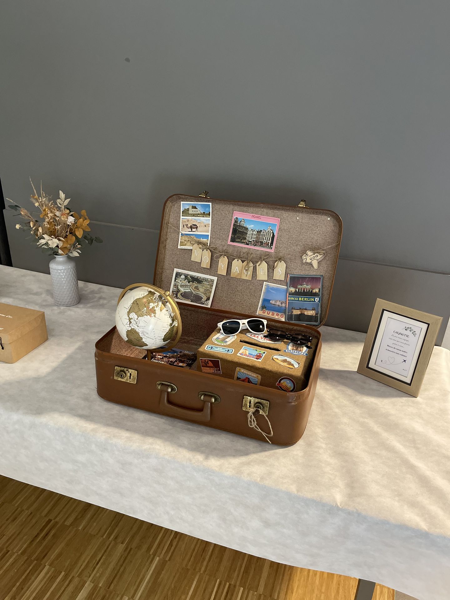 Mariage les Landebaudières espace cagnoote valiseglobe terrestre