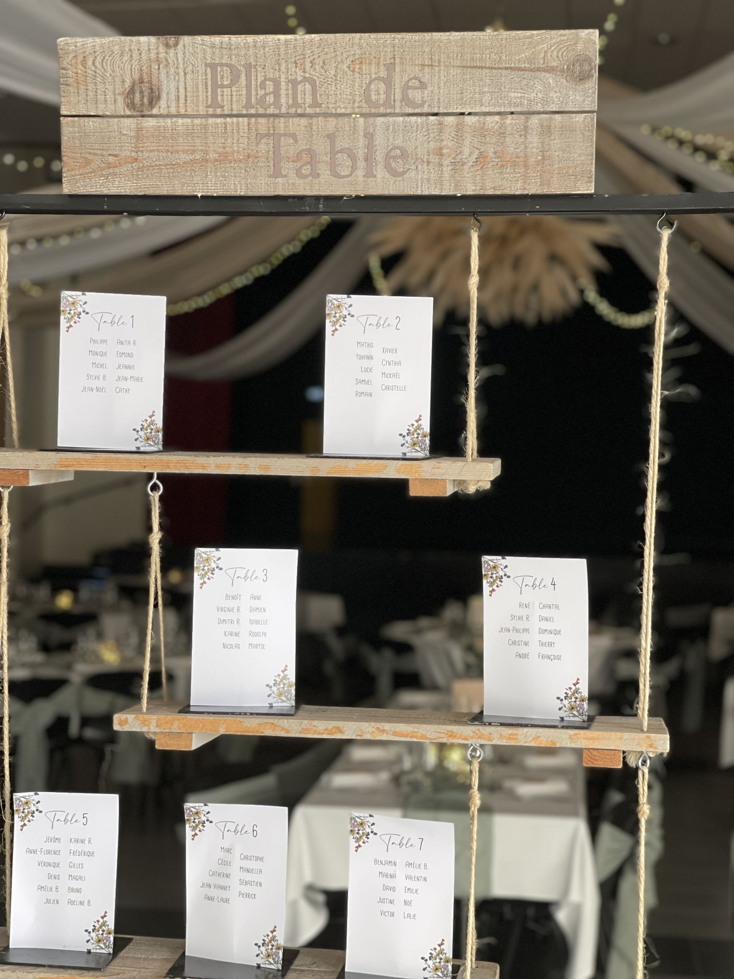 Mariage Espace Galerne plan de table balançoire