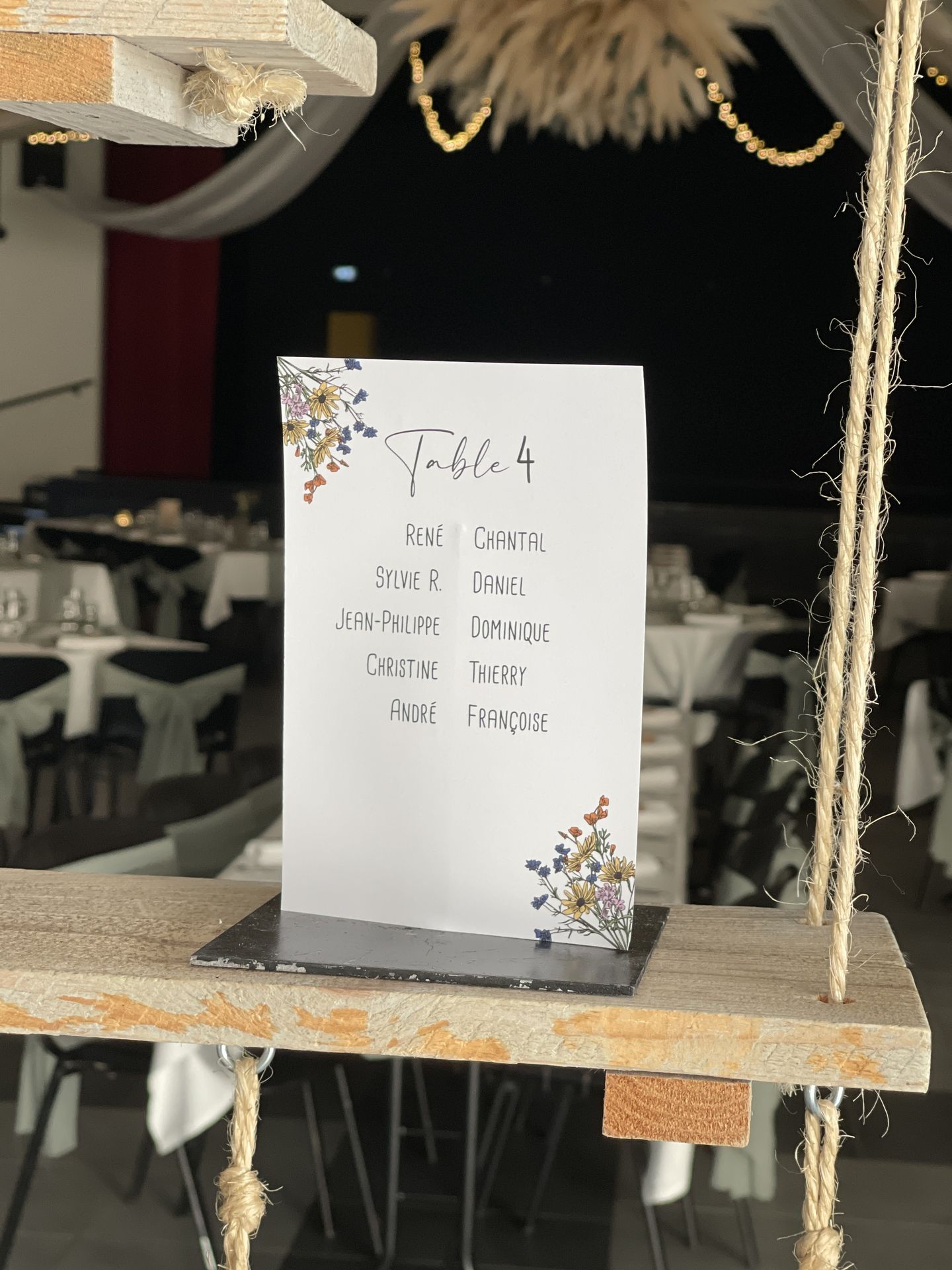 Mariage Espace Galerne plan de table balançoire