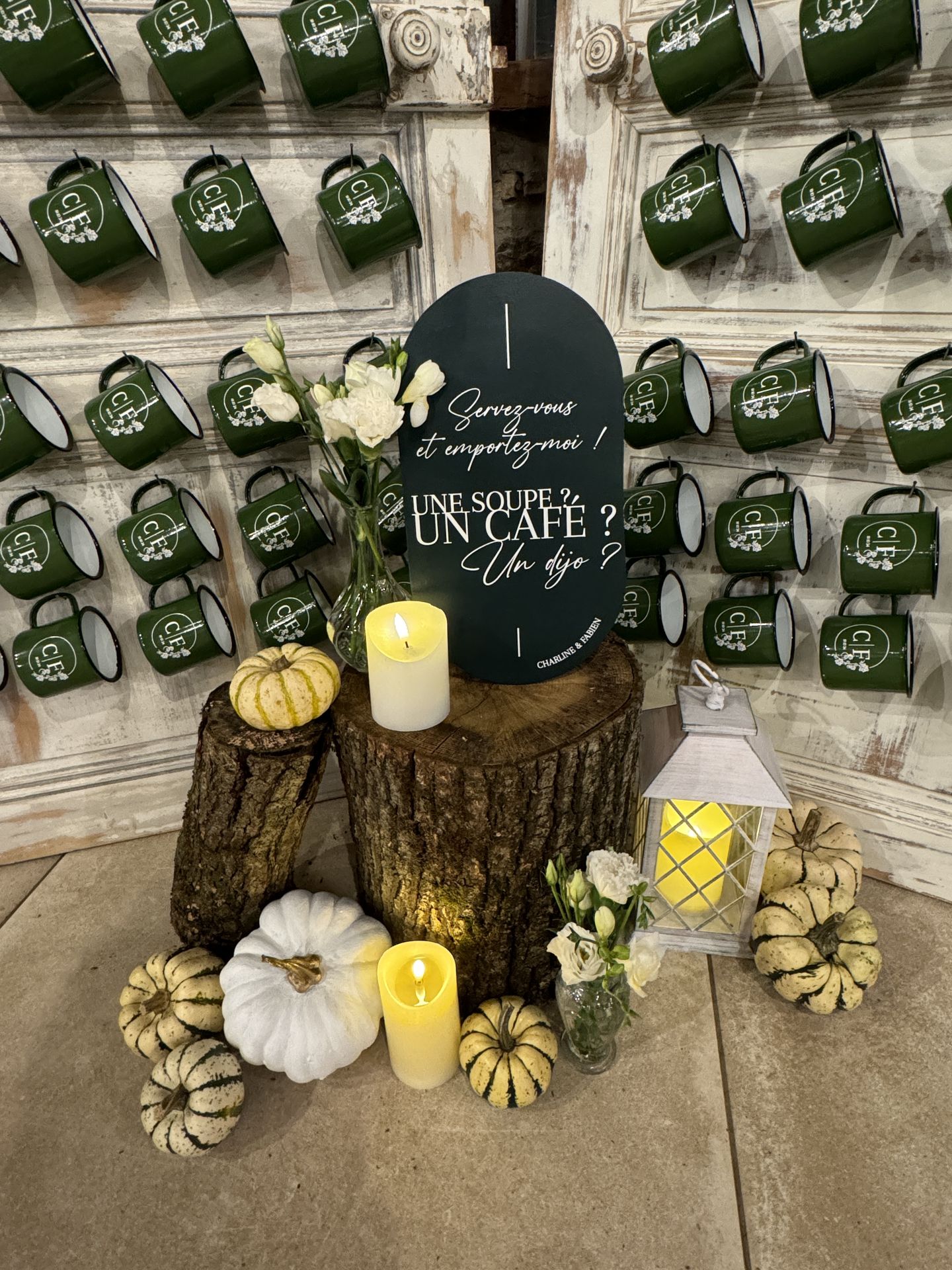 Mariage La Grange du Lay Mur de mug personnalisé vert sapin