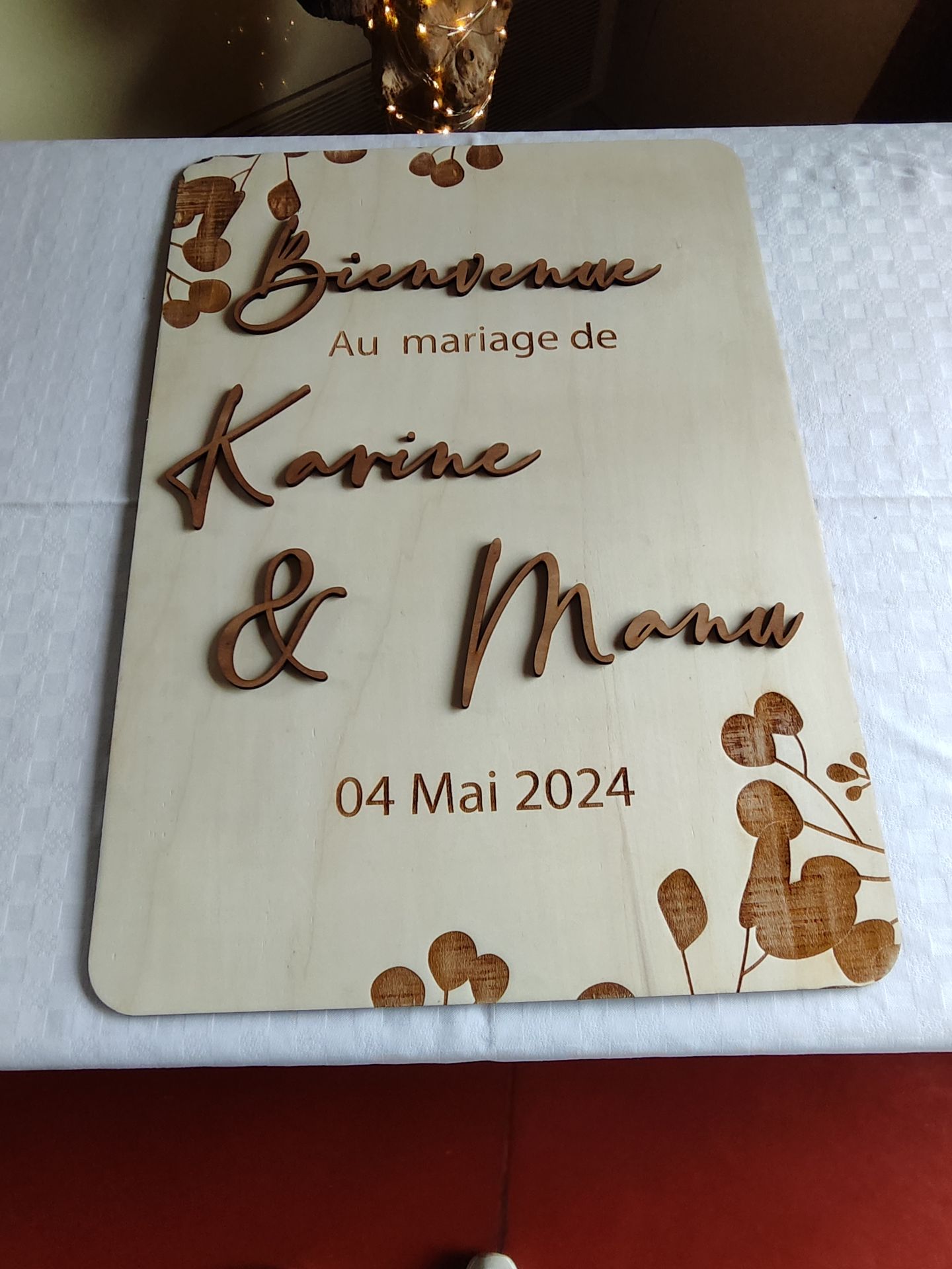 Mariage Ter'Anima panneau de bienvenue bois