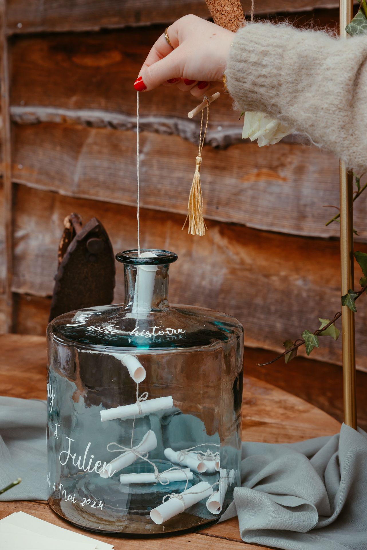 Mariage La Vallée de la Roche vase dame-jeanne mot