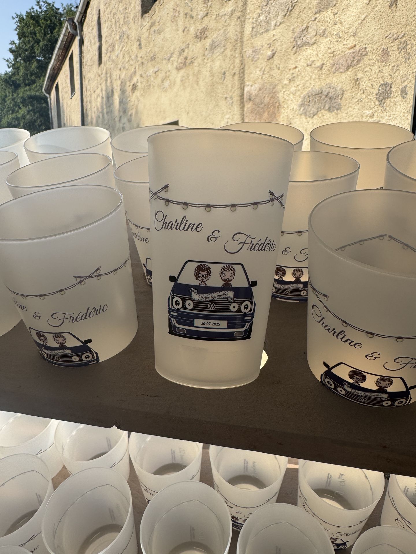 Mariage Moulin de Grenon verre personnalisé
