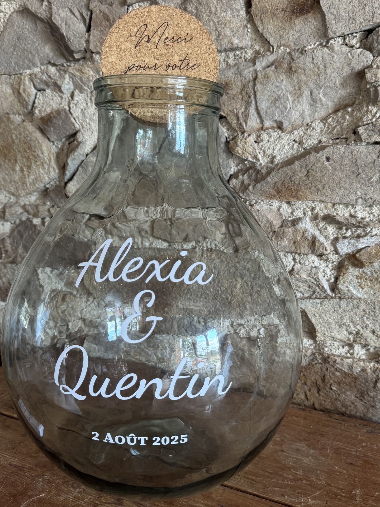 Mariage Domaine de Marin cagnotte dame-jeanne personnalisé