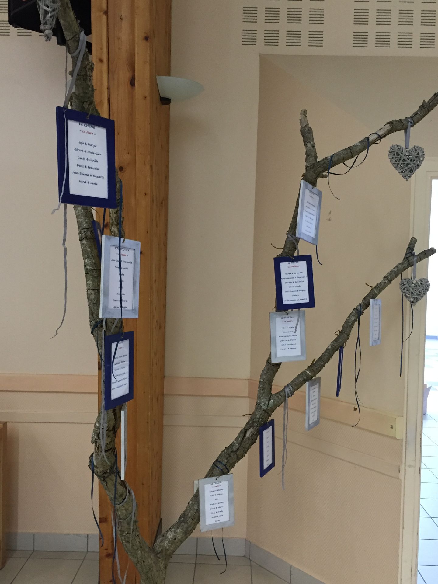 Mariage Salle Azura 2000 plan de table cadre bleu marine et bleu clair