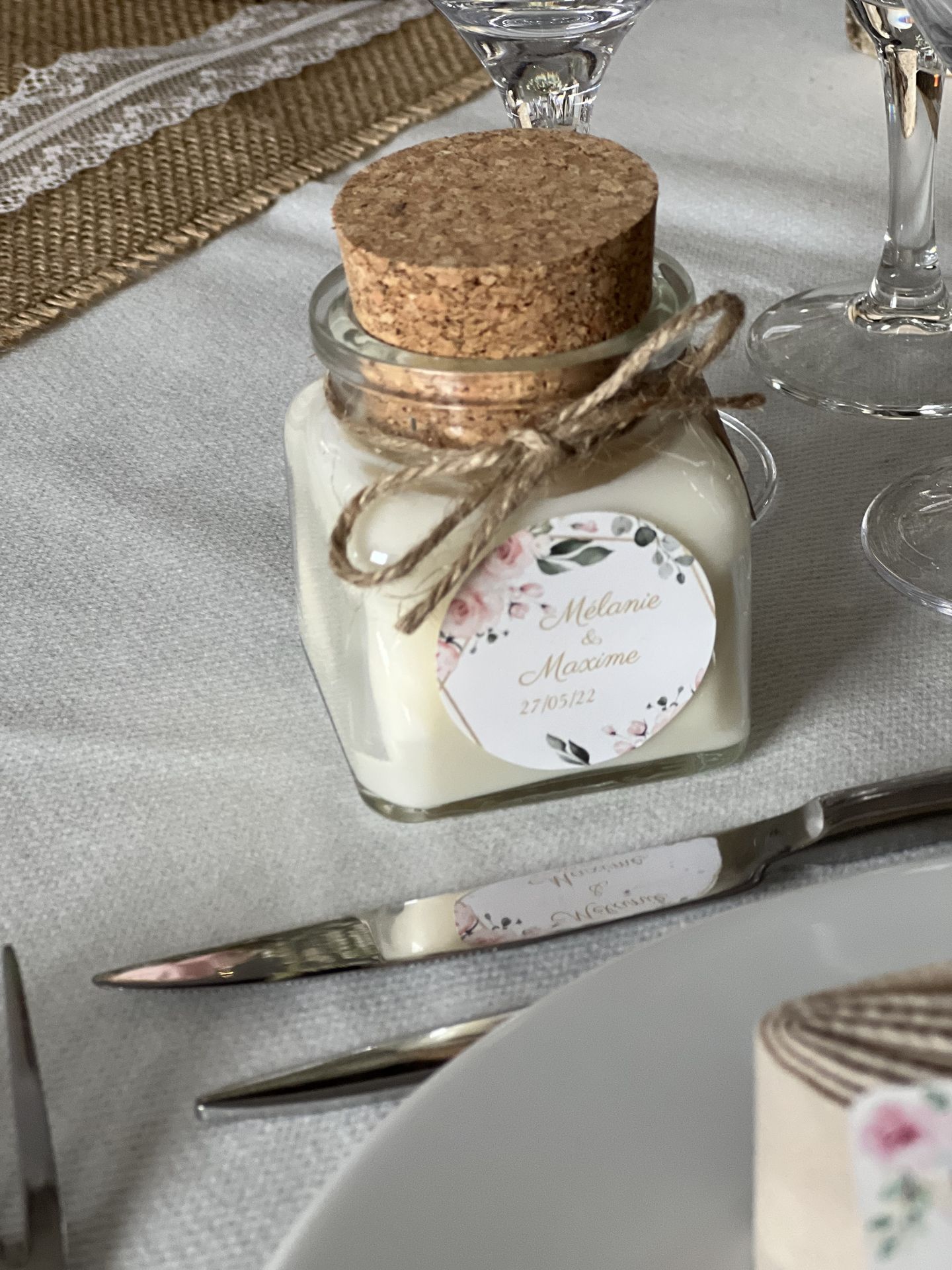 Mariage Salle du Grand Renard cadeaux invités bougies personnalisé
