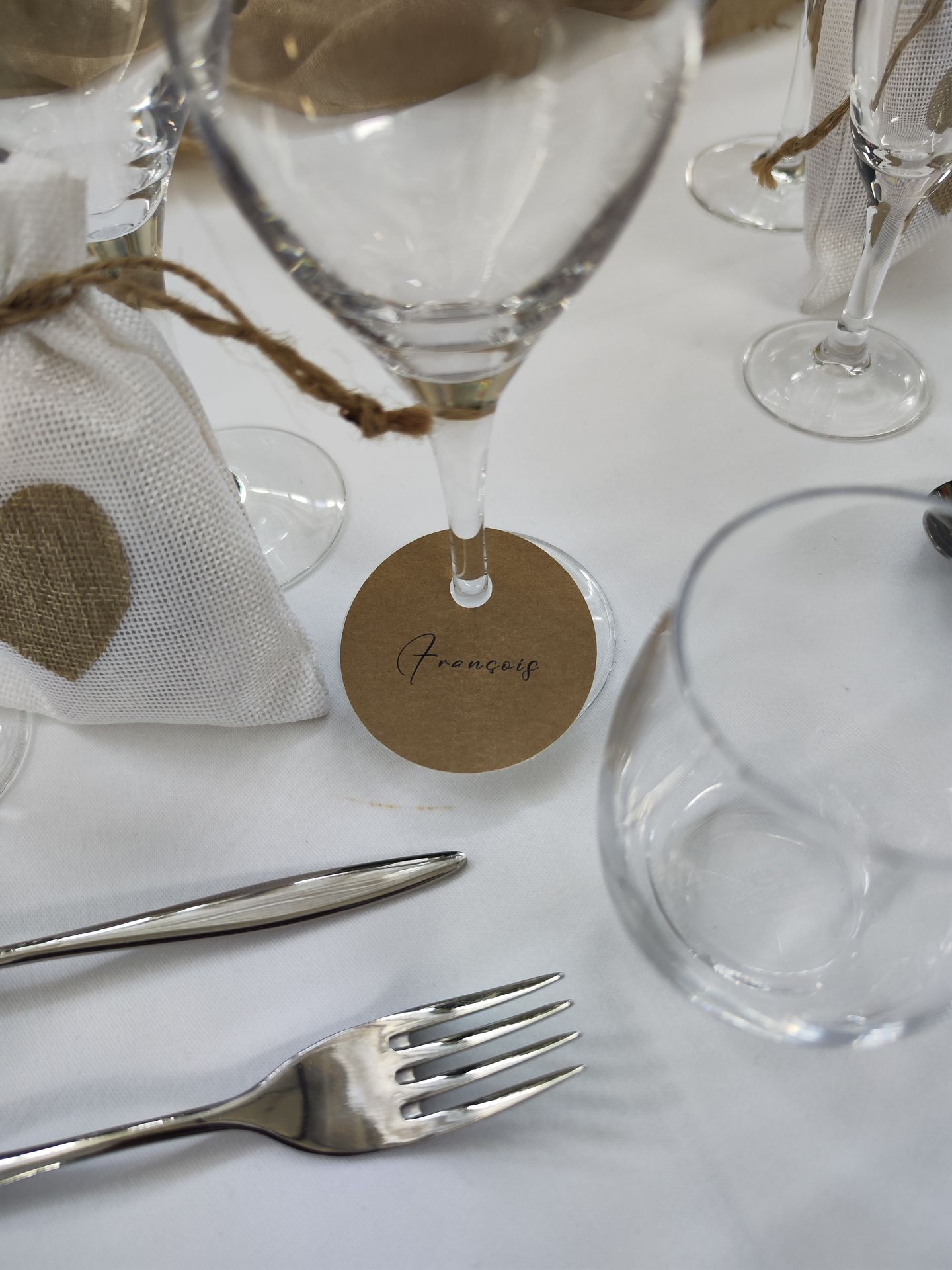 Mariage La Barbinière sachet en lin beige marque place craft