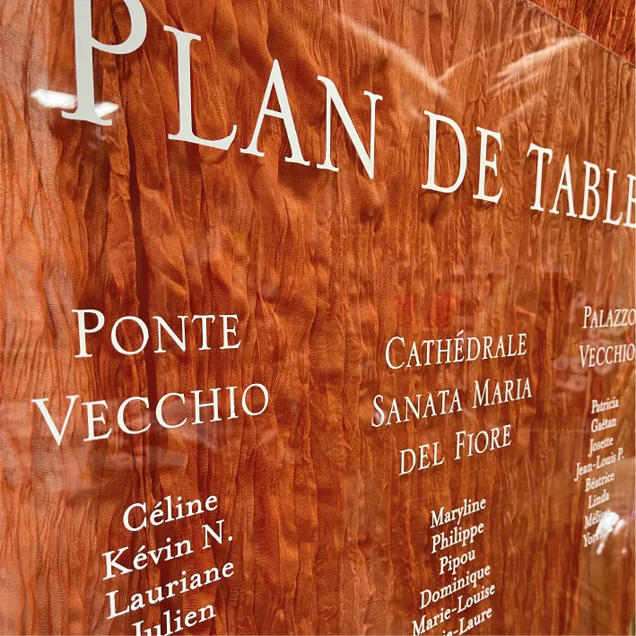 Vinyle plan de table (prix par table)